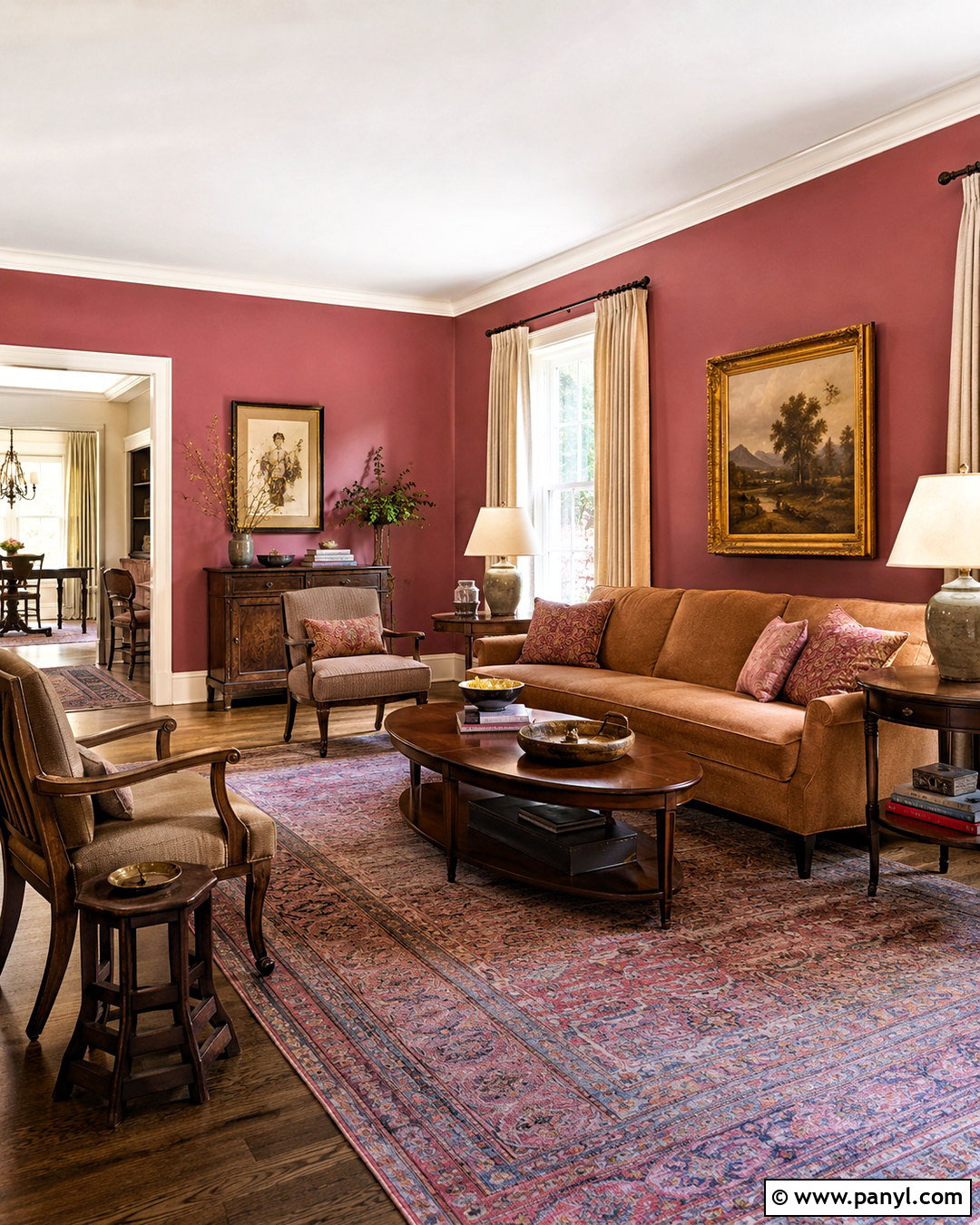 Dark Pink Living Room With Dark Wood - 20 dark pink living room ideas