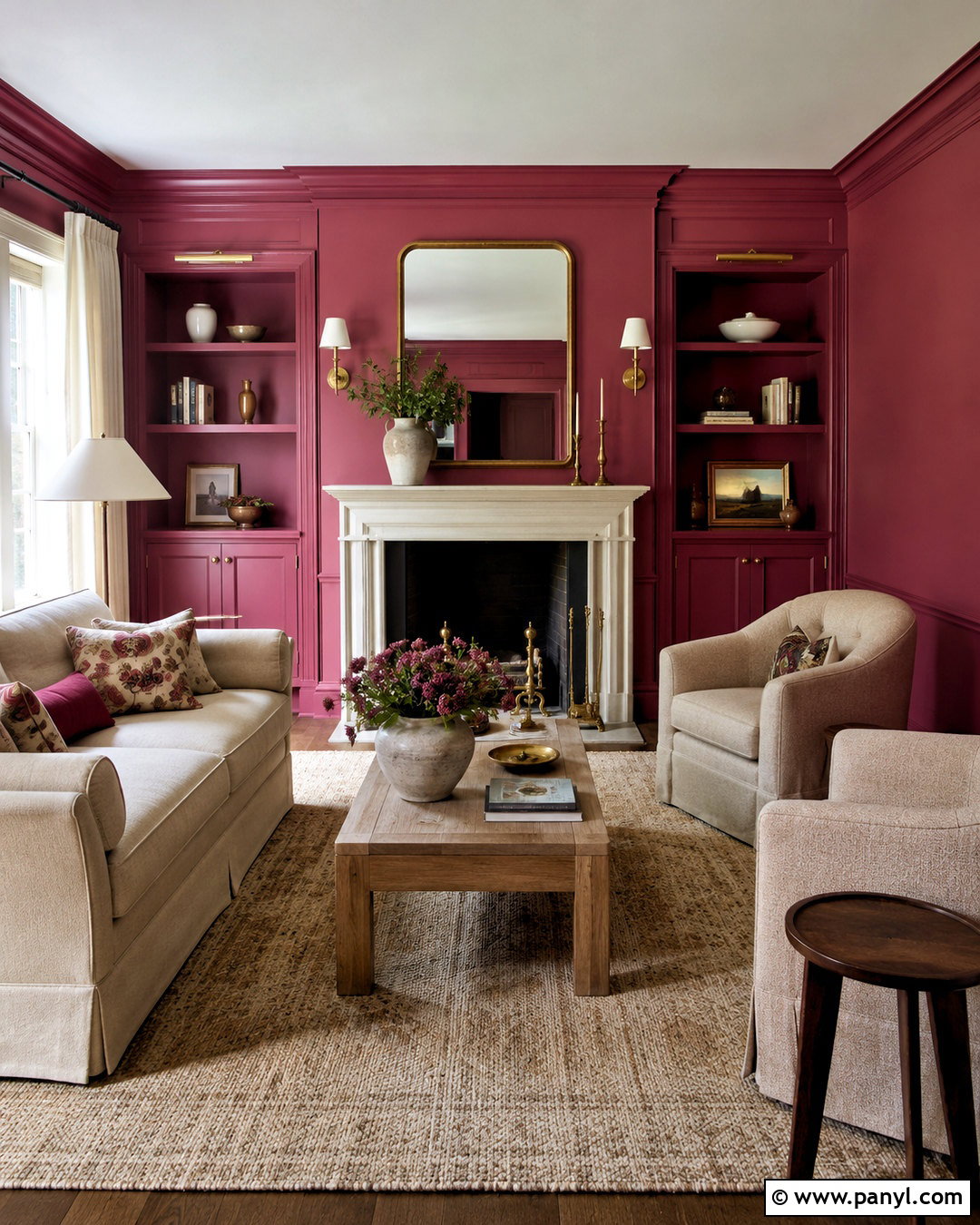 Dark Pink Living Room With Fireplace - 20 dark pink living room ideas