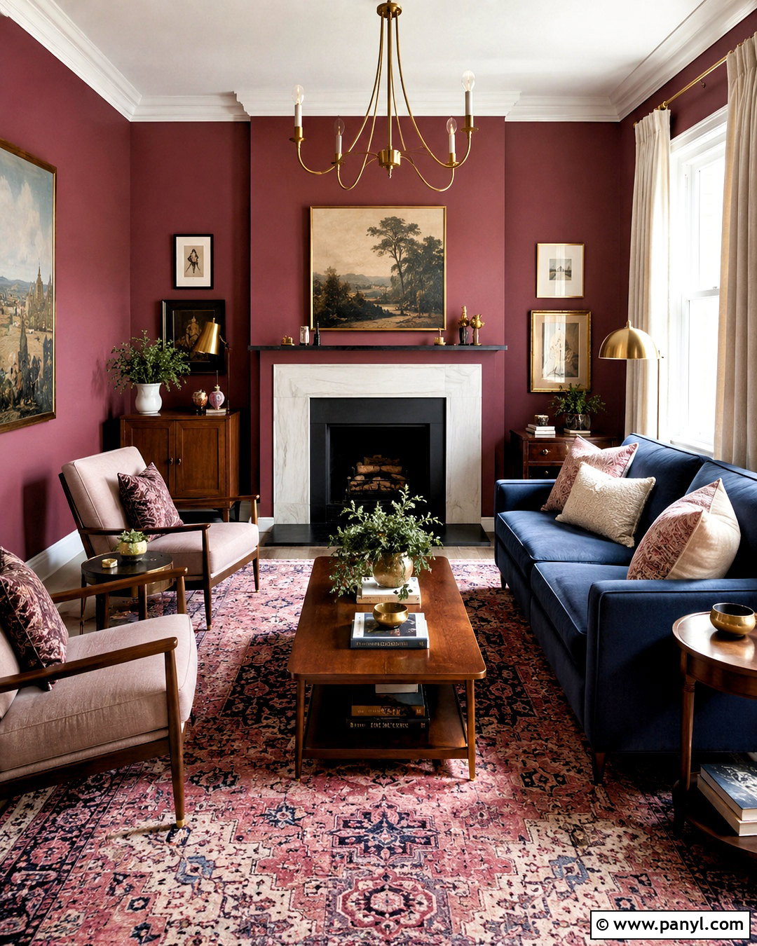 Dark Pink Living Room With Navy Blue - 20 dark pink living room ideas