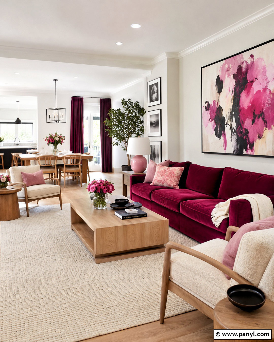 Dark Pink Living Room With White Walls - 20 dark pink living room ideas