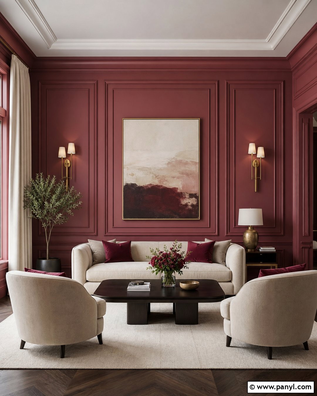Dark Pink Paneled Walls - 35 dark pink walls