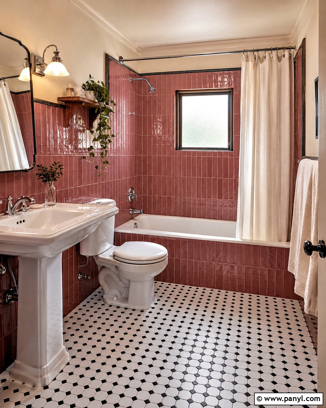 Dark Pink Subway Tile Bathroom - 20 dark pink bathroom ideas