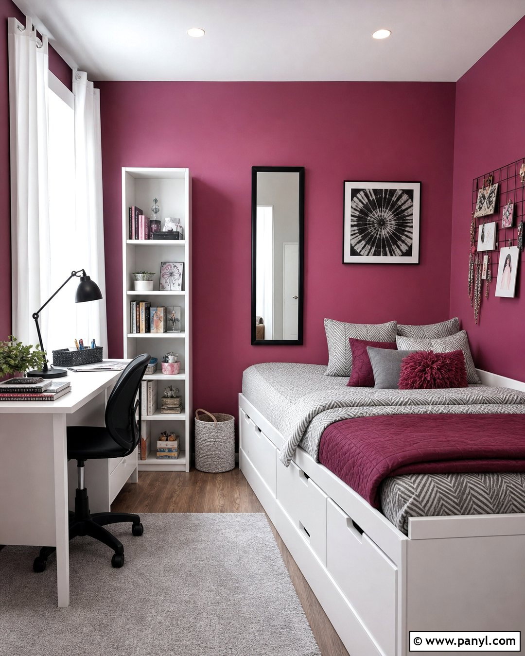 Dark Pink Teen Bedroom - 35 dark pink walls