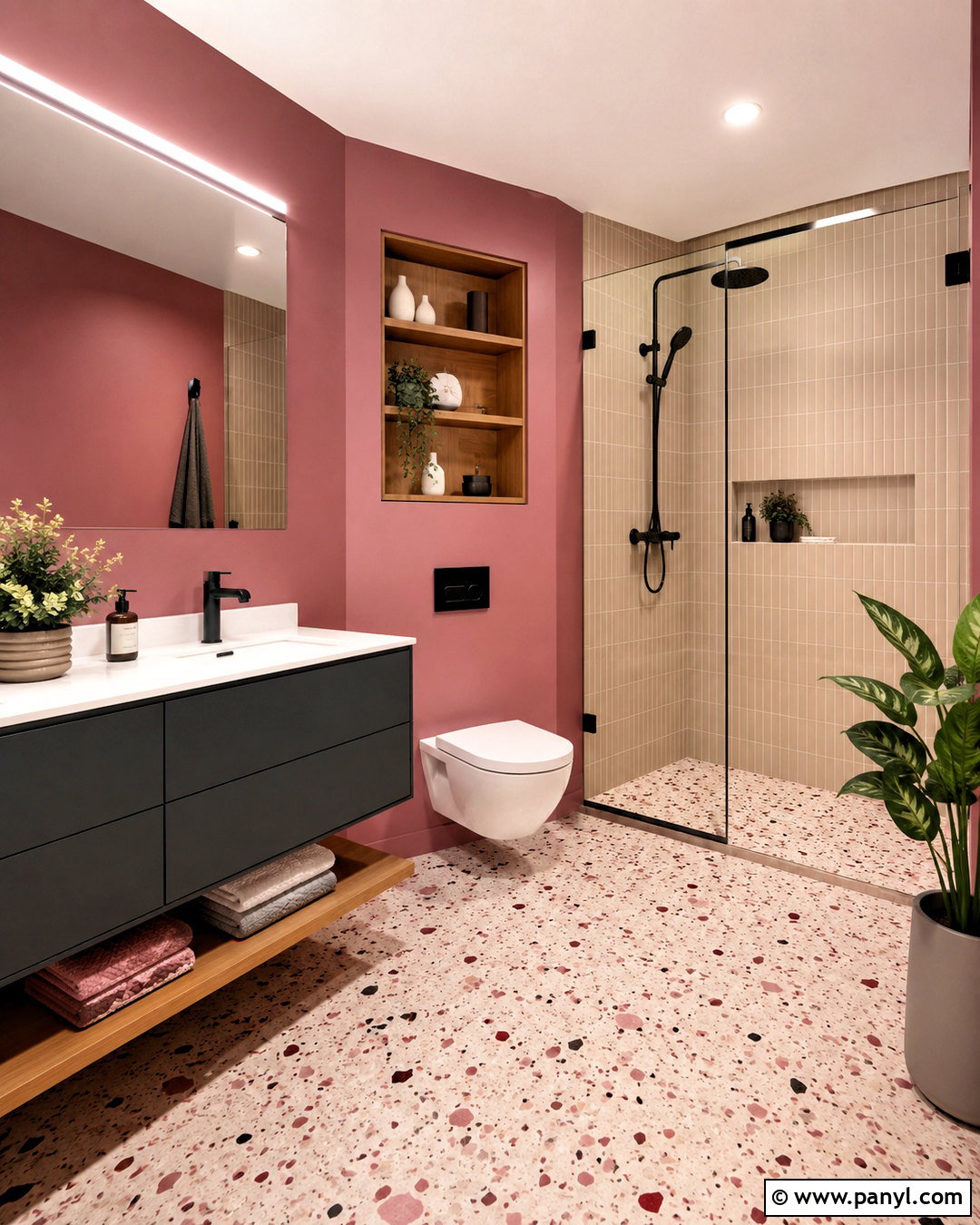Dark Pink Terrazzo Bathroom - 20 dark pink bathroom ideas