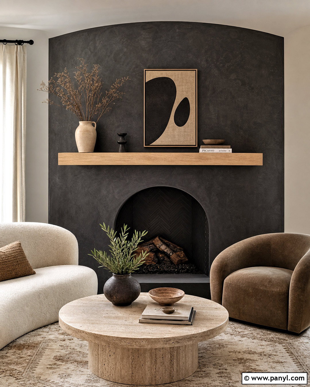 Dark Plaster Arched Fireplace Wall - 20 dark fireplace wall ideas
