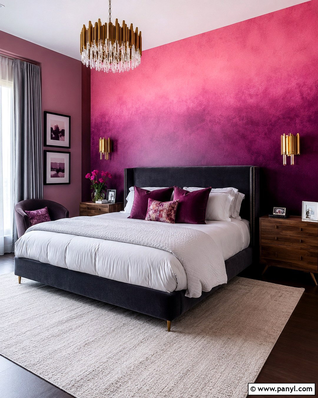 Dark Plum And Hot Pink Ombre Wall - 20 Pink And Purple Ombre Wall Ideas