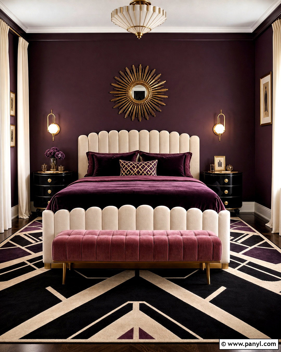 Dark Plum Art Deco Bedroom - 20 dark plum bedroom ideas