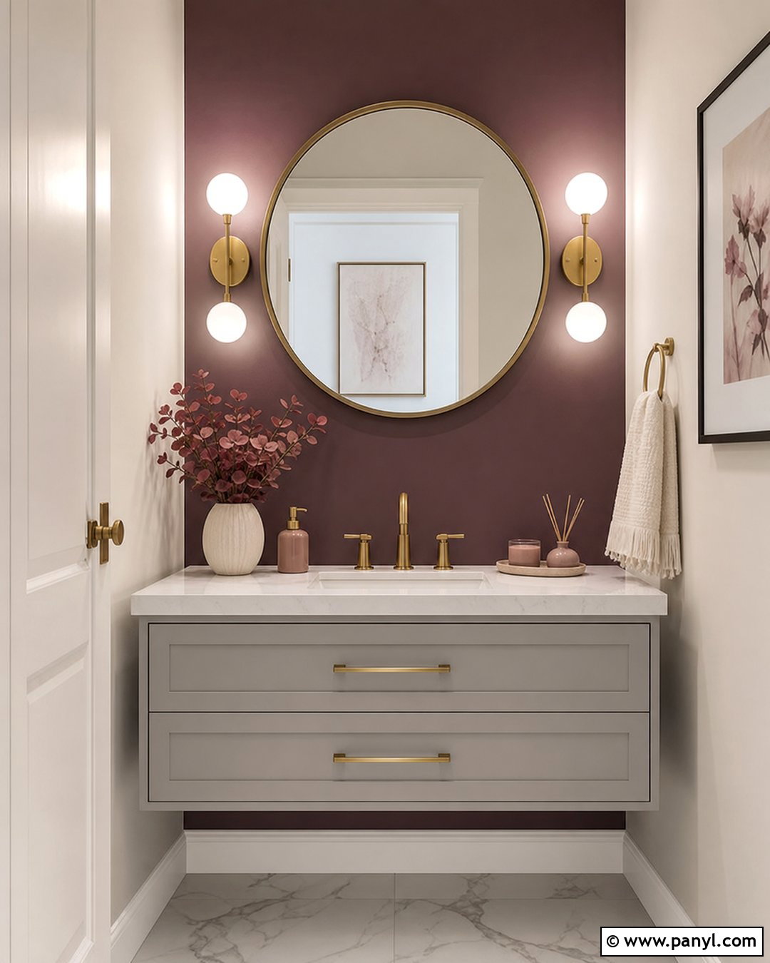 Dark Plum Bathroom Accent Wall - 30 Accent Wall Bathroom Painted Ideas