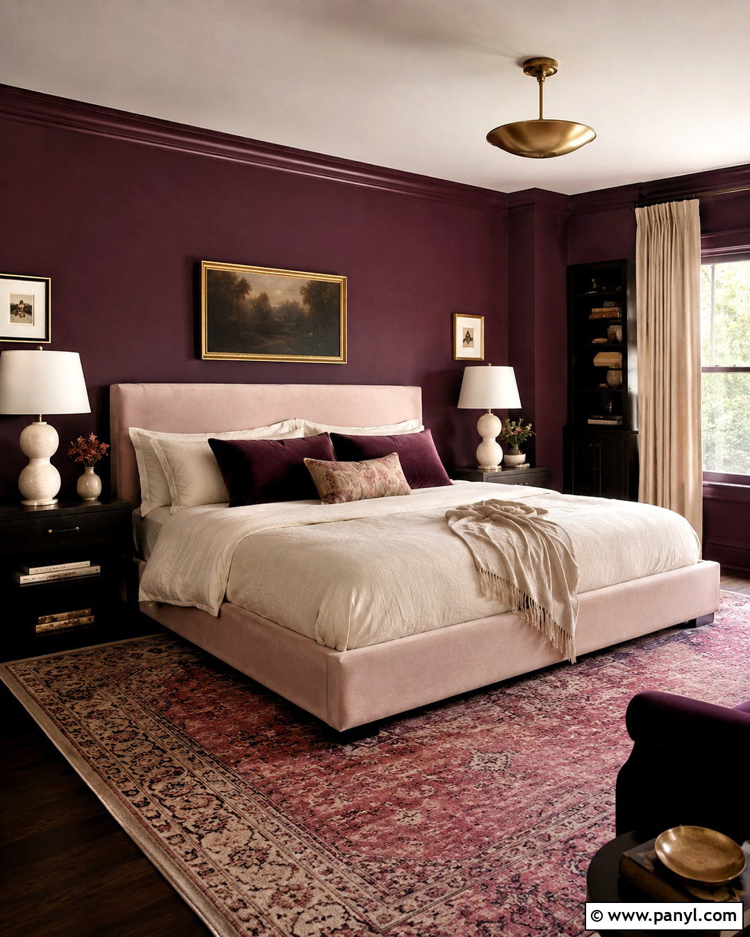 Dark Plum Bedroom With Soft Pink Accents - 20 dark painted bedrooms