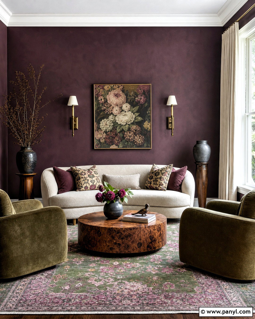 Dark Plum Limewash Walls In A Sitting Room - 20 dark limewash walls