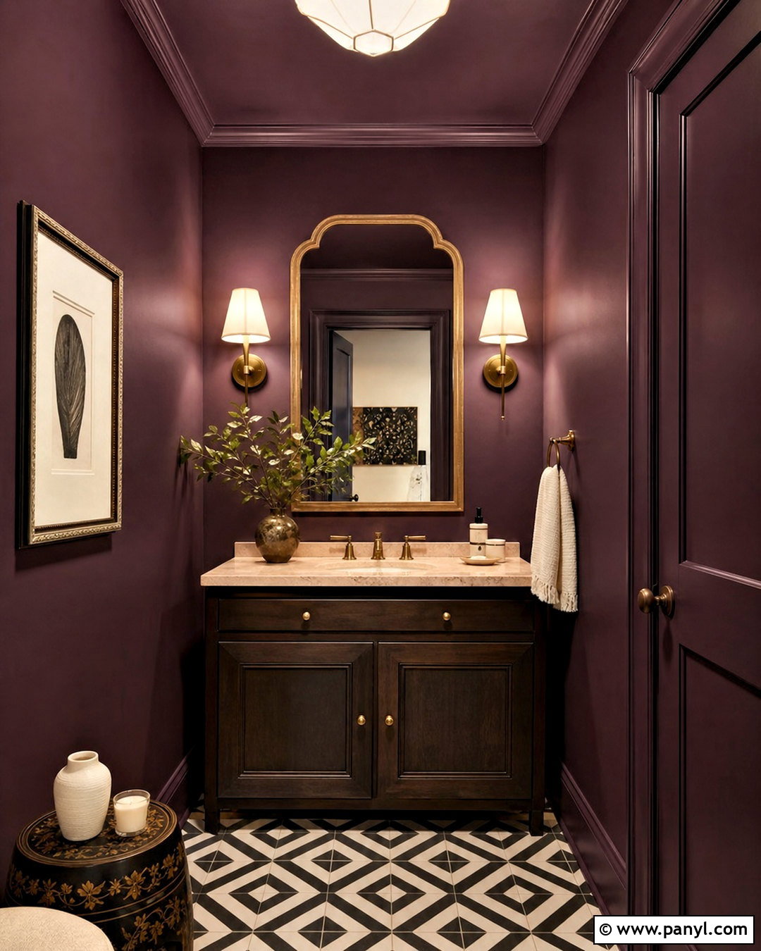 Dark Plum Powder Room - 20 dark powder room ideas