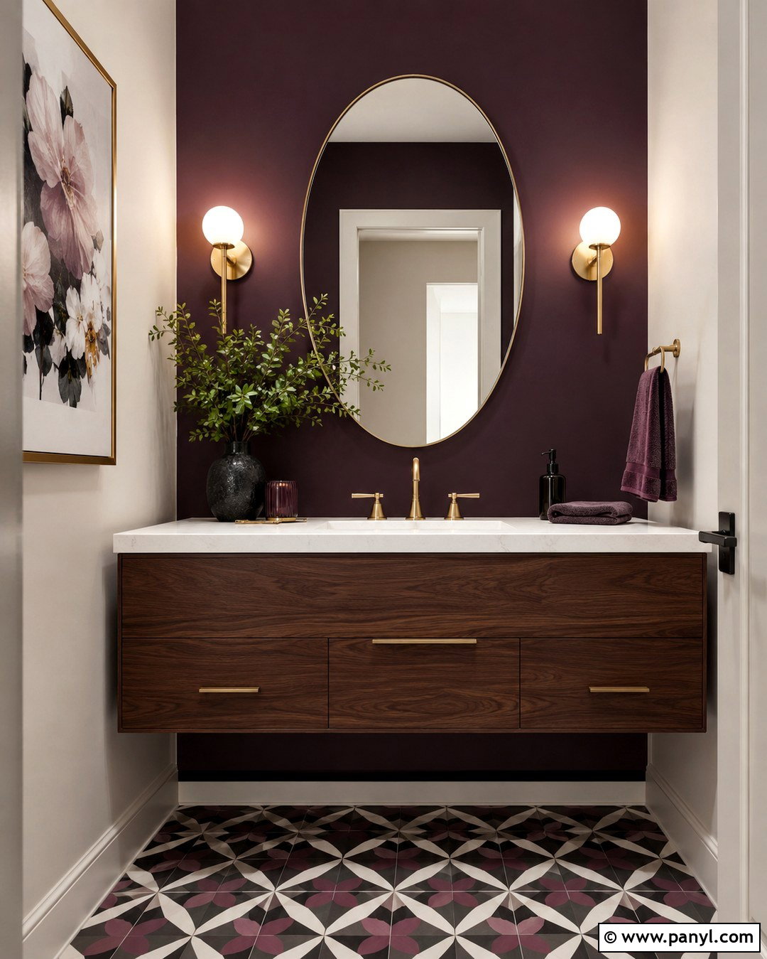 Dark Plum Powder Room Accent Wall - 20 Dark Paint Accent Wall Ideas