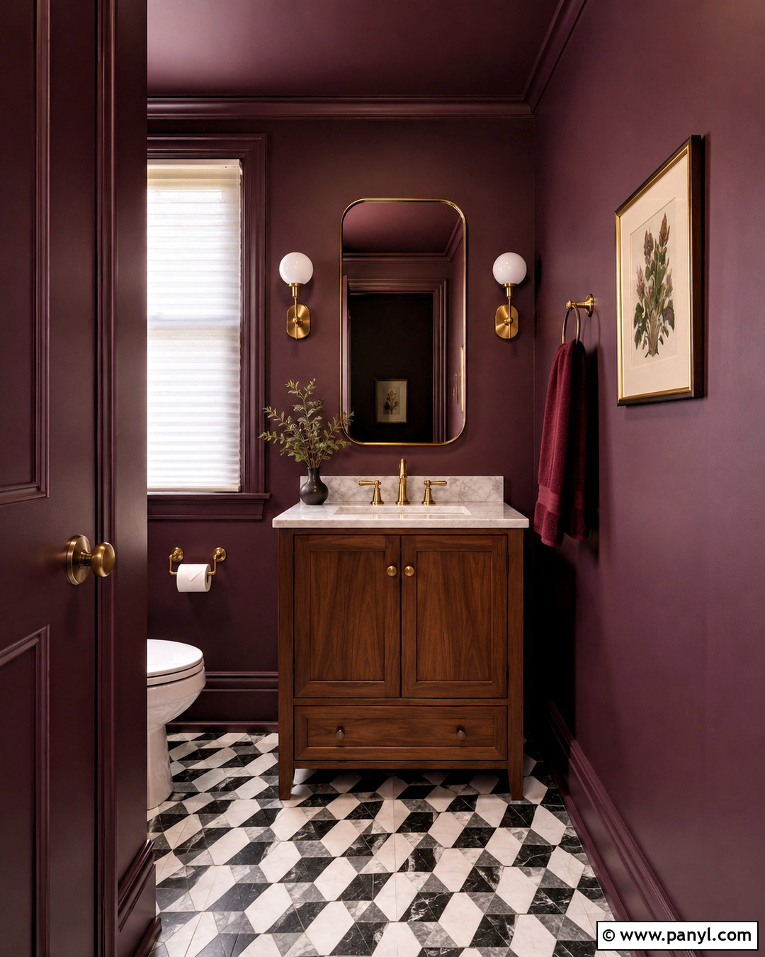 Dark Plum Powder Room - 20 dark interiors