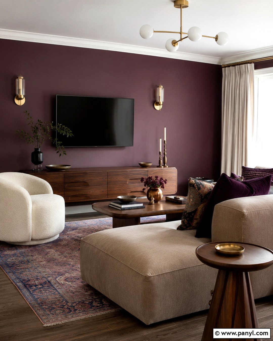 Dark Plum TV Wall - 20 Tv Wall Dark Paint Ideas