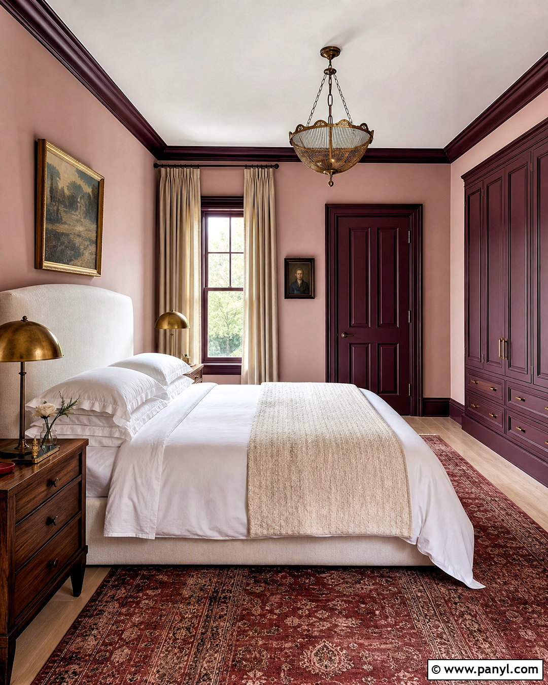Dark Plum Trim With Blush Walls - 20 dark painted trim ideas