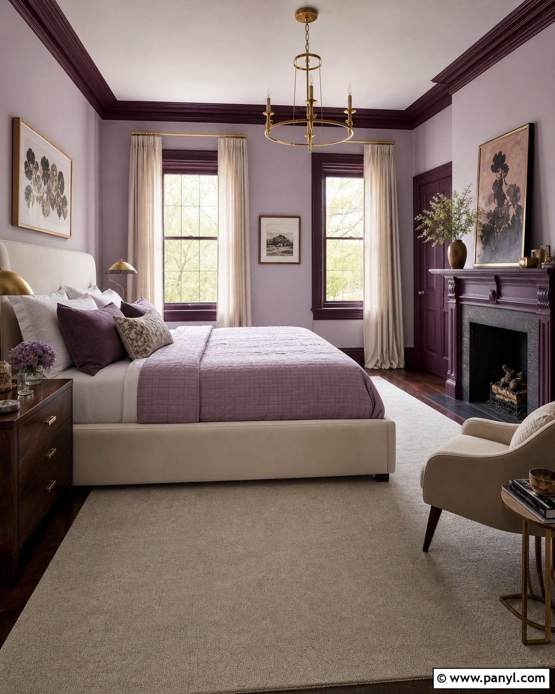 Dark Plum Trim With Lavender Walls - 45 darker trim lighter walls