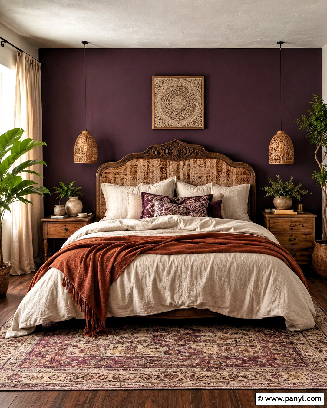 Dark Purple Accent Wall For Boho Bedroom - 20 dark purple accent wall bedroom ideas