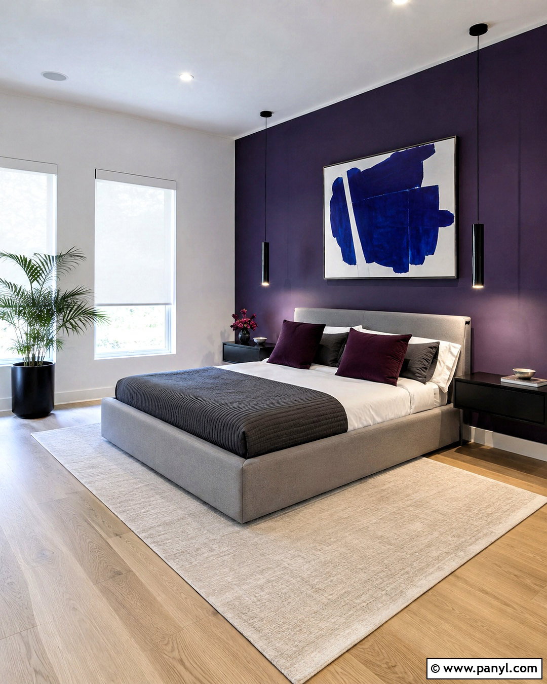 Dark Purple Accent Wall For Modern Bedroom - 20 dark purple accent wall bedroom ideas