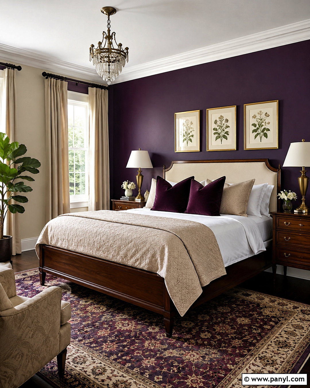 Dark Purple Accent Wall For Traditional Bedroom - 20 dark purple accent wall bedroom ideas