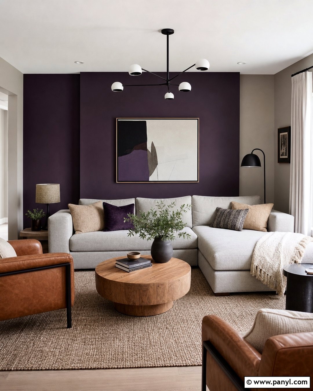Dark Purple Accent Wall Living Room - 35 Dark Purple Walls