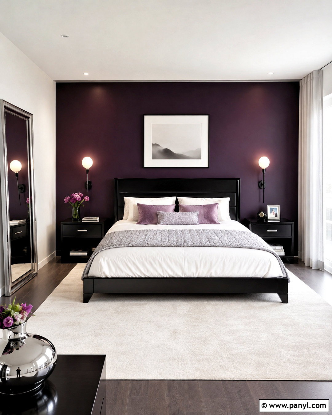 Dark Purple Accent Wall With Black Furniture - 20 dark purple accent wall bedroom ideas