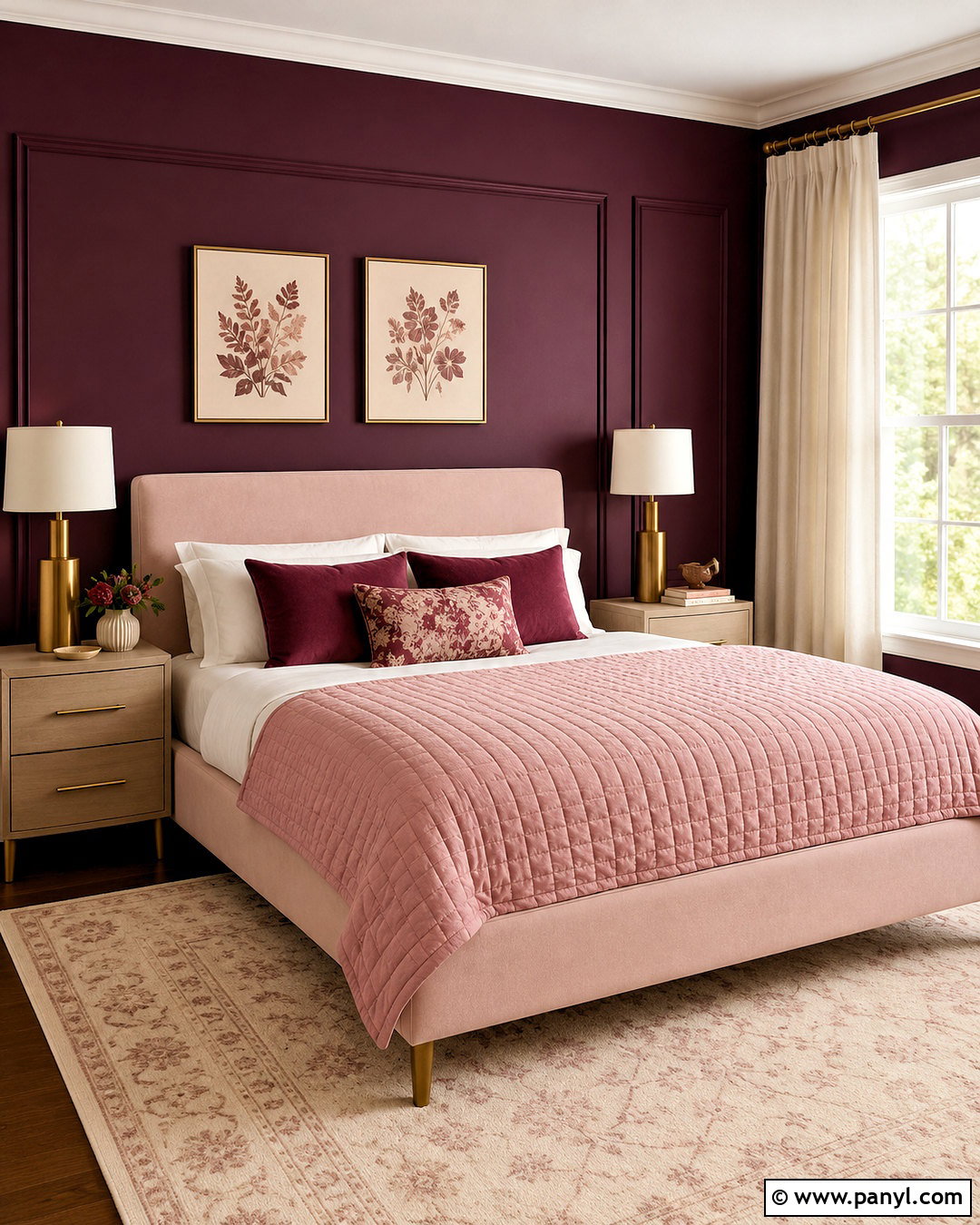 Dark Purple Accent Wall With Blush Pink - 20 dark purple accent wall bedroom ideas
