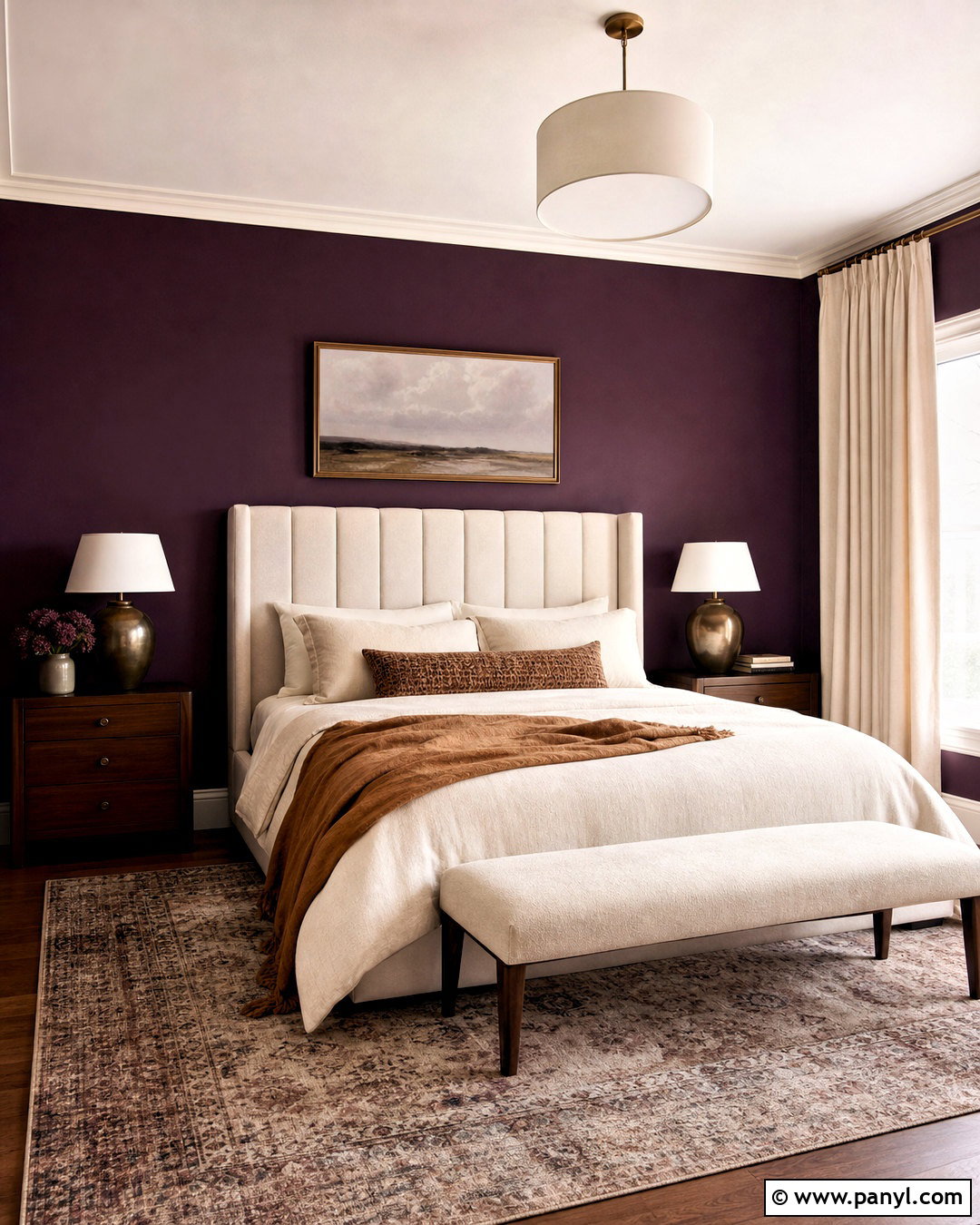 Dark Purple Bedroom Walls With Cream Bedding - 20 purple bedroom walls paint ideas