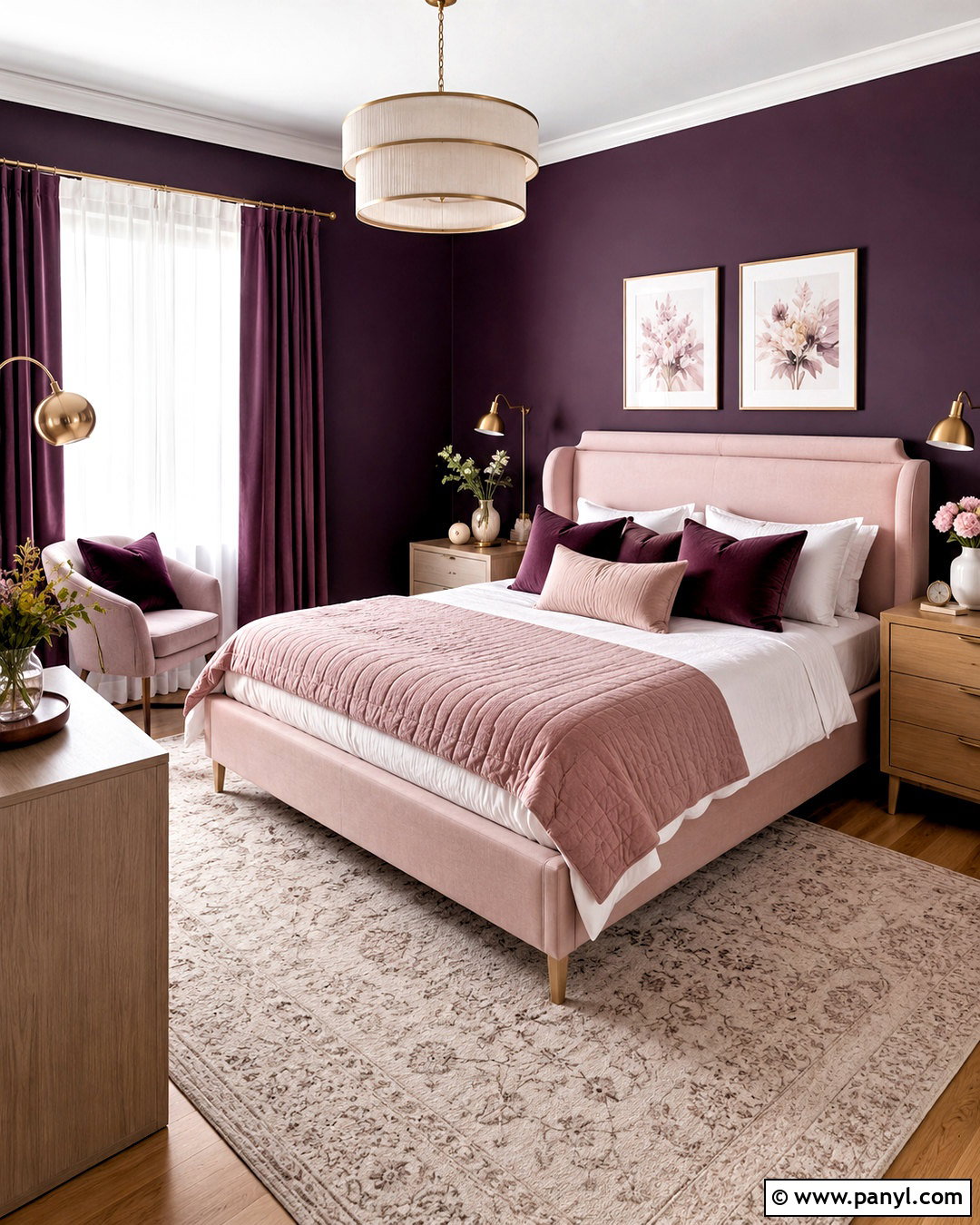 Dark Purple Bedroom With Blush Pink - 20 dark purple room aesthetic ideas