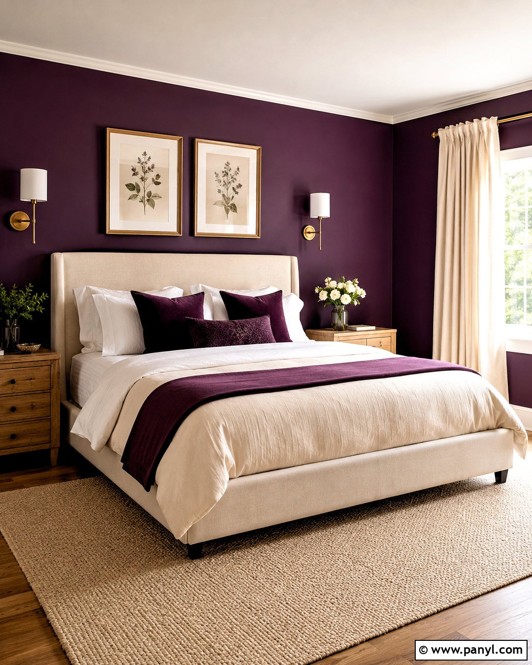 Dark Purple Bedroom With Cream Bedding - 20 dark purple room aesthetic ideas