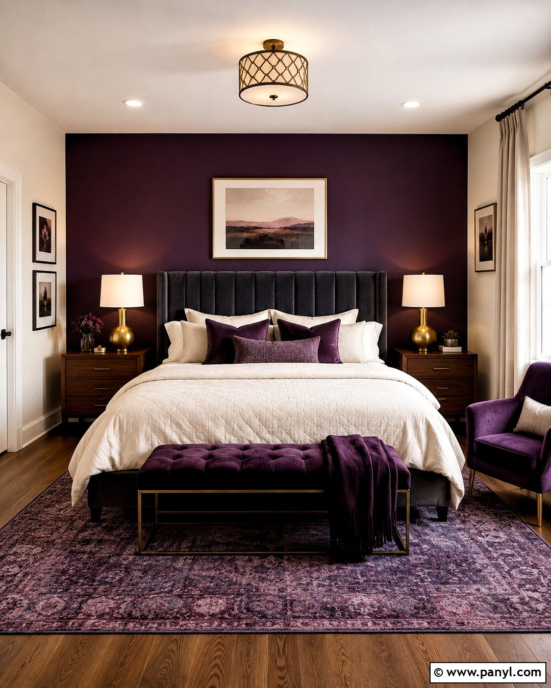 Dark Purple Bedroom With Gold Accents - 20 purple themed room ideas