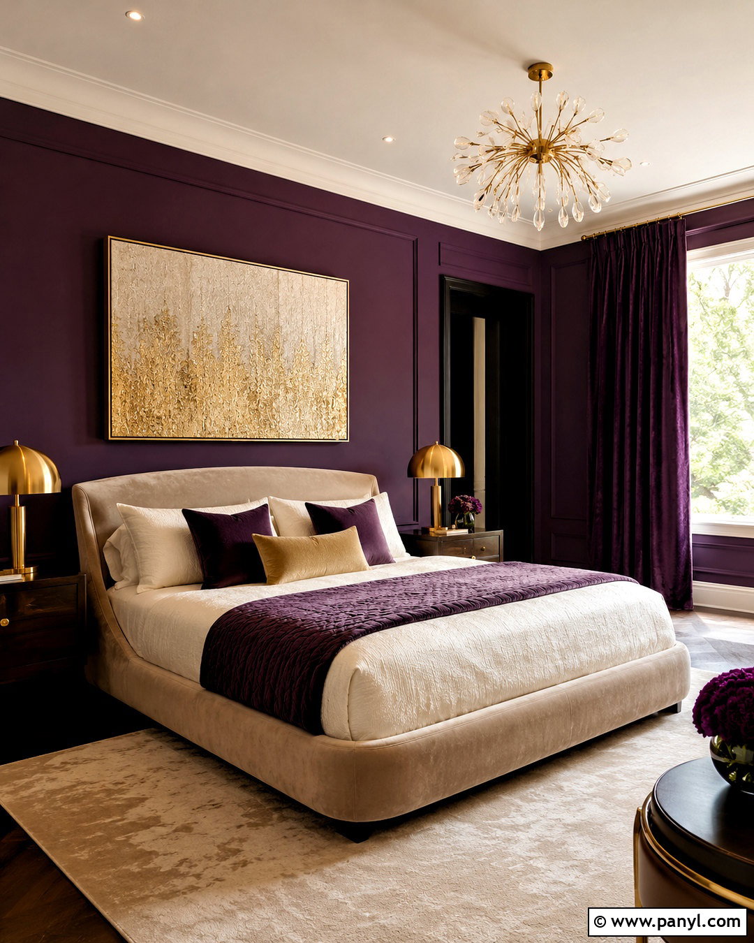 Dark Purple Bedroom With Gold Accents - 20 dark purple room aesthetic ideas
