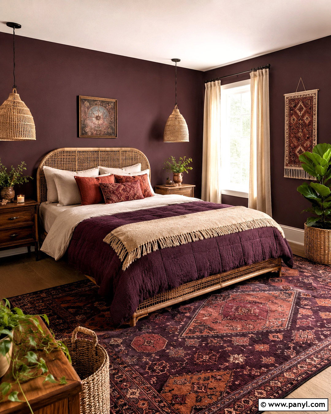 Dark Purple Boho Bedroom - 20 dark purple room aesthetic ideas