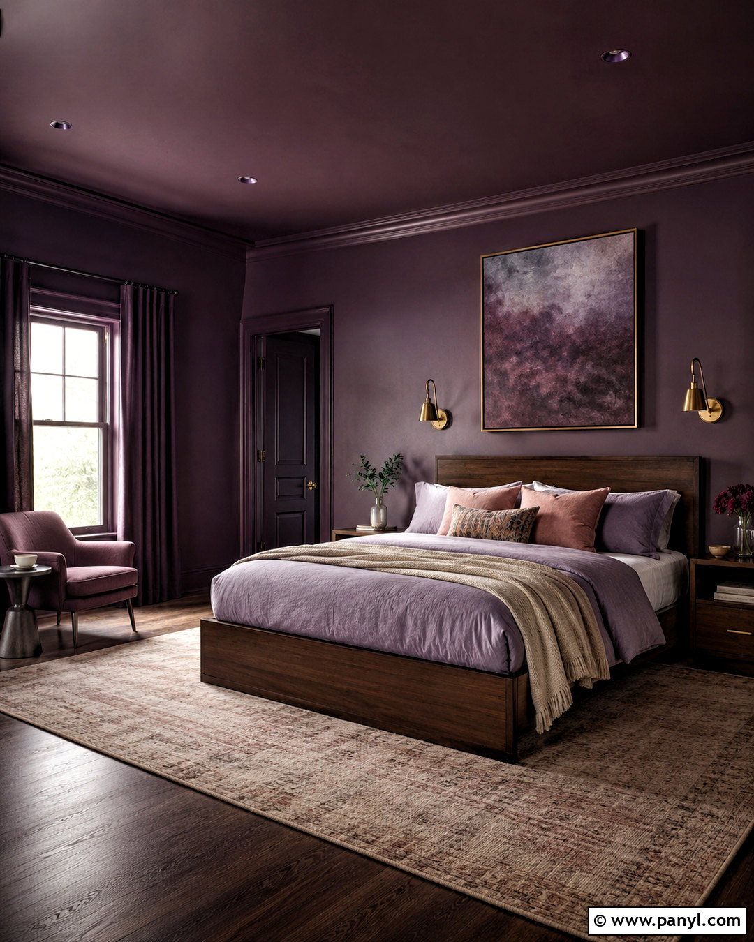 Dark Purple Color Drenched Bedroom - 20 dark purple room aesthetic ideas