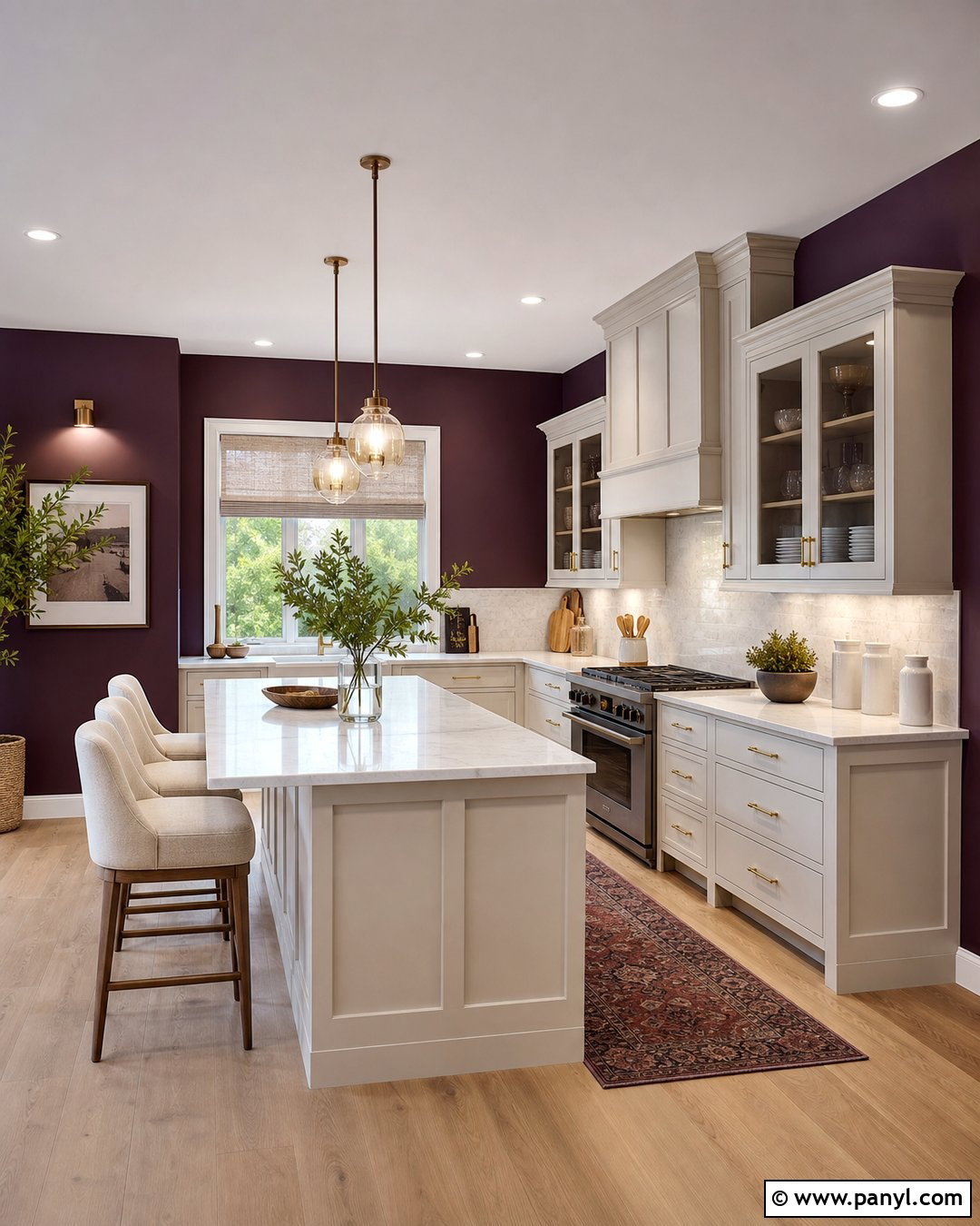Dark Purple Kitchen Walls With Layered Lighting - 35 purple kitchen walls