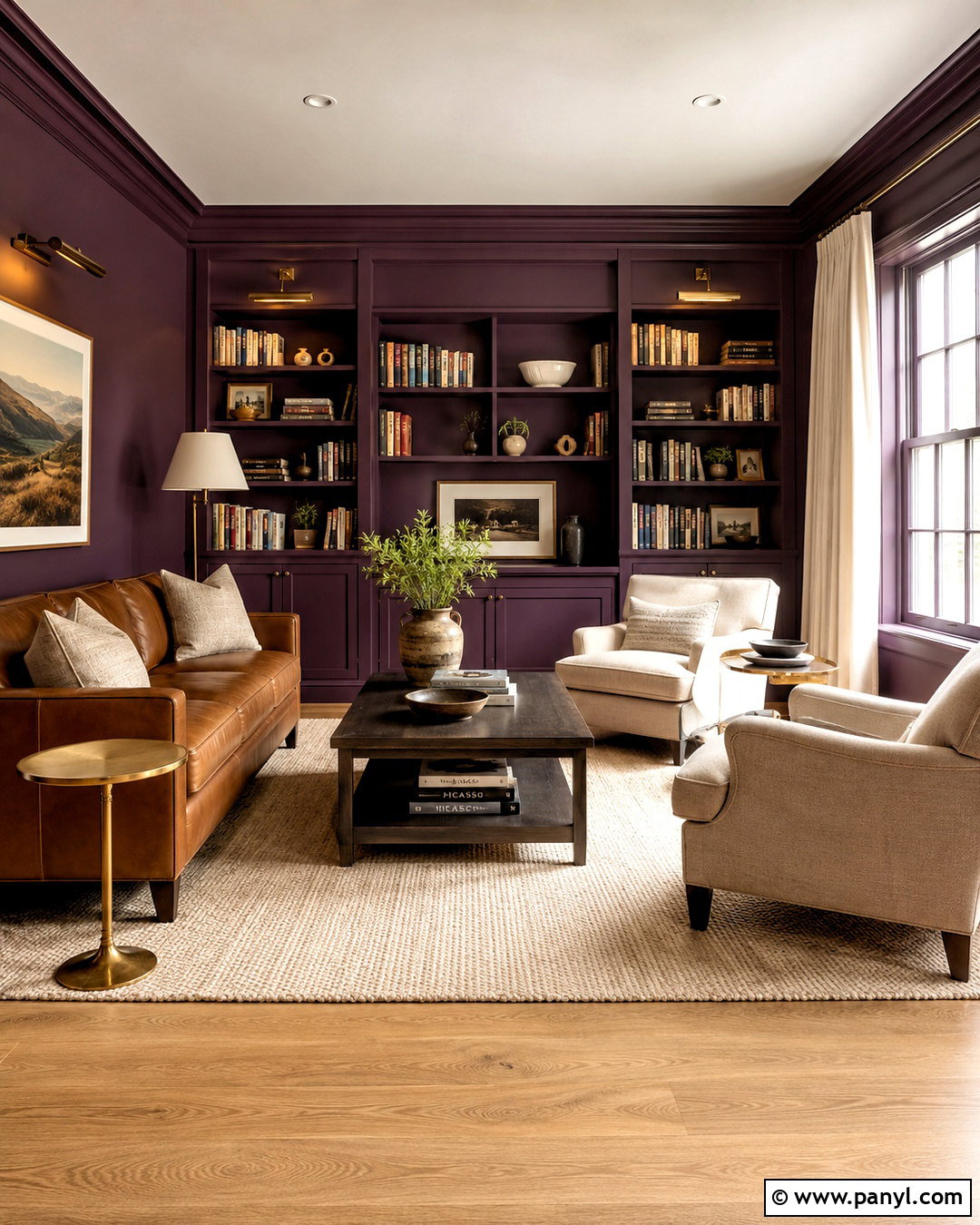 Dark Purple Library Walls - 20 neutral purple wall paint ideas