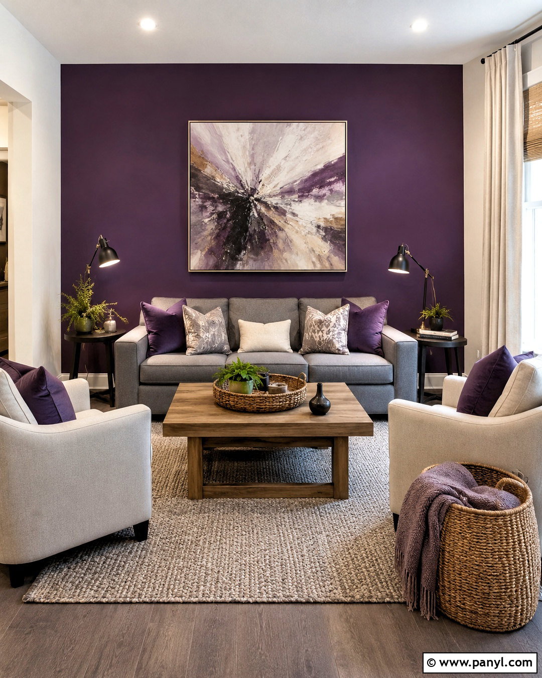 Dark Purple Living Room Accent Wall - 20 dark purple living room ideas