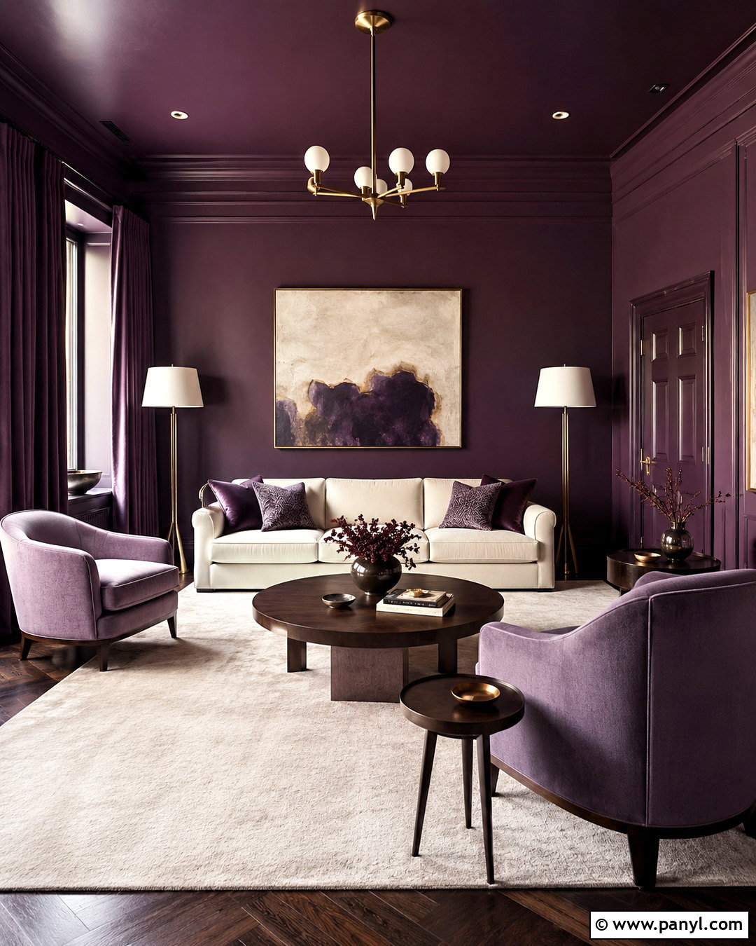 Dark Purple Living Room Color Drenching - 20 dark purple living room ideas