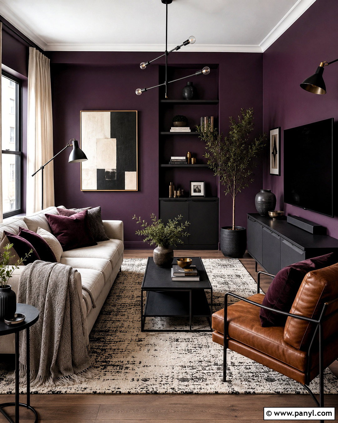 Dark Purple Living Room With Black Accents - 20 dark purple living room ideas