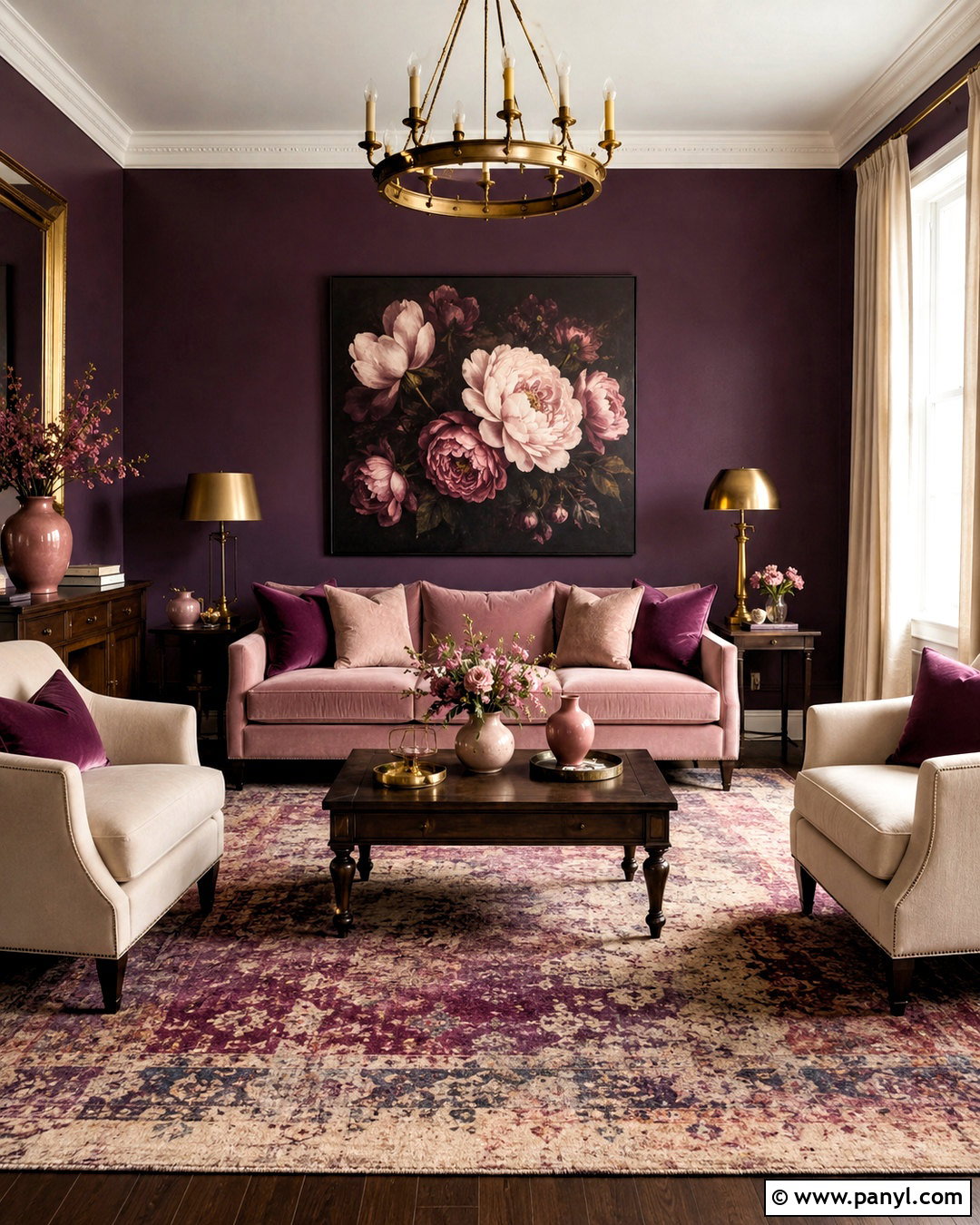 Dark Purple Living Room With Blush Pink - 20 dark purple living room ideas