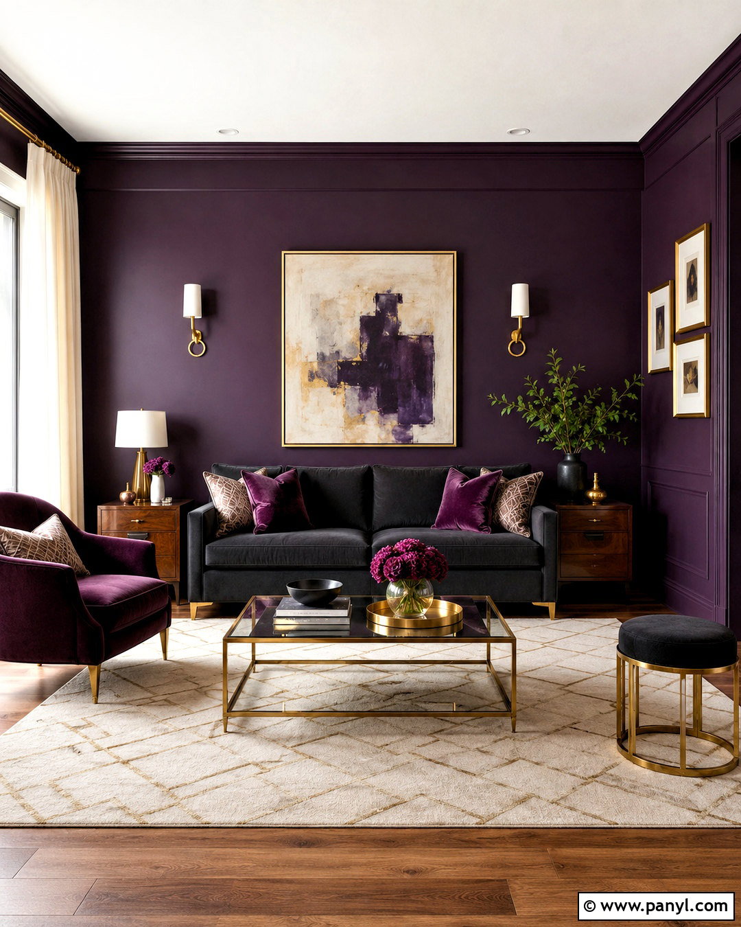 Dark Purple Living Room With Gold Accents - 20 dark purple living room ideas