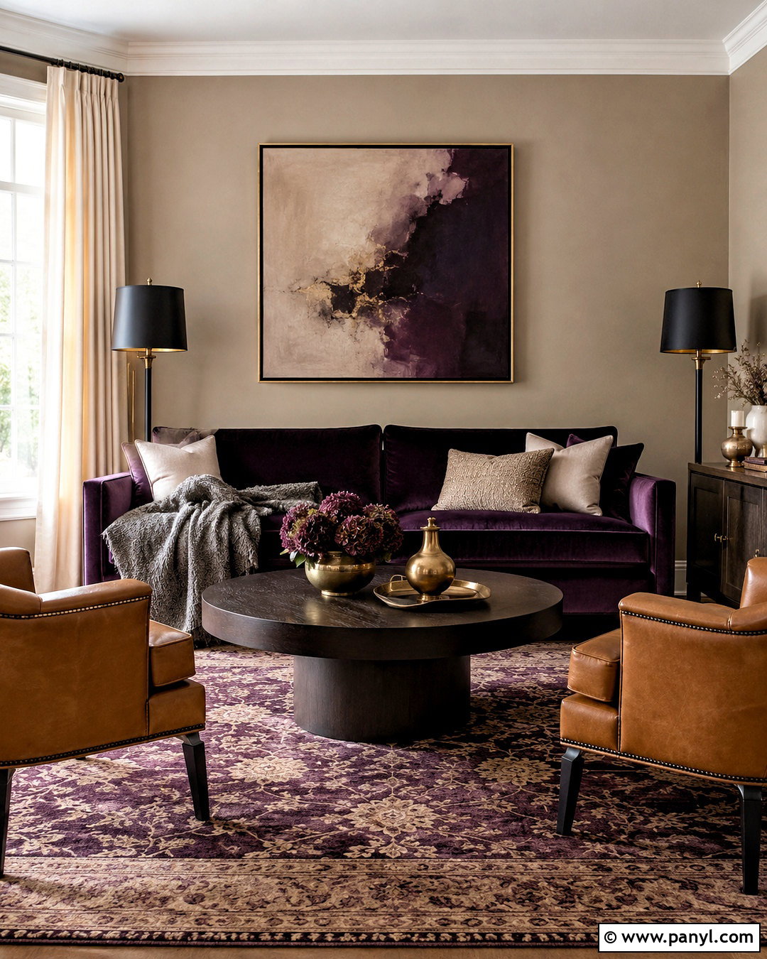 Dark Purple Living Room With Velvet Sofa - 20 dark purple living room ideas