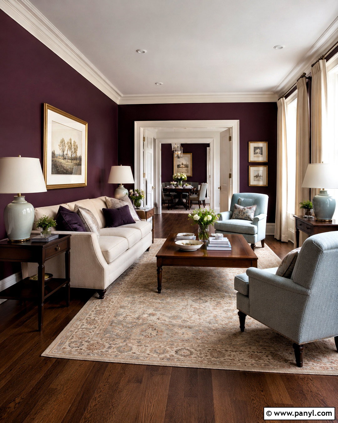 Dark Purple Living Room With White Trim - 20 dark purple living room ideas