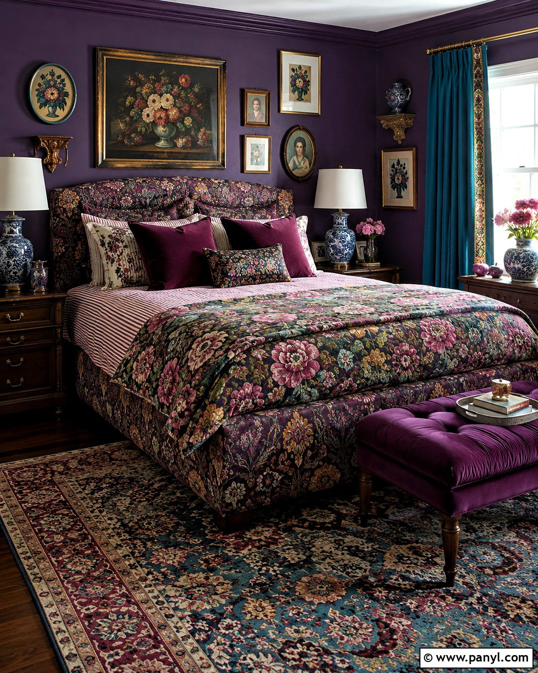 Dark Purple Maximalist Bedroom - 20 dark purple room aesthetic ideas
