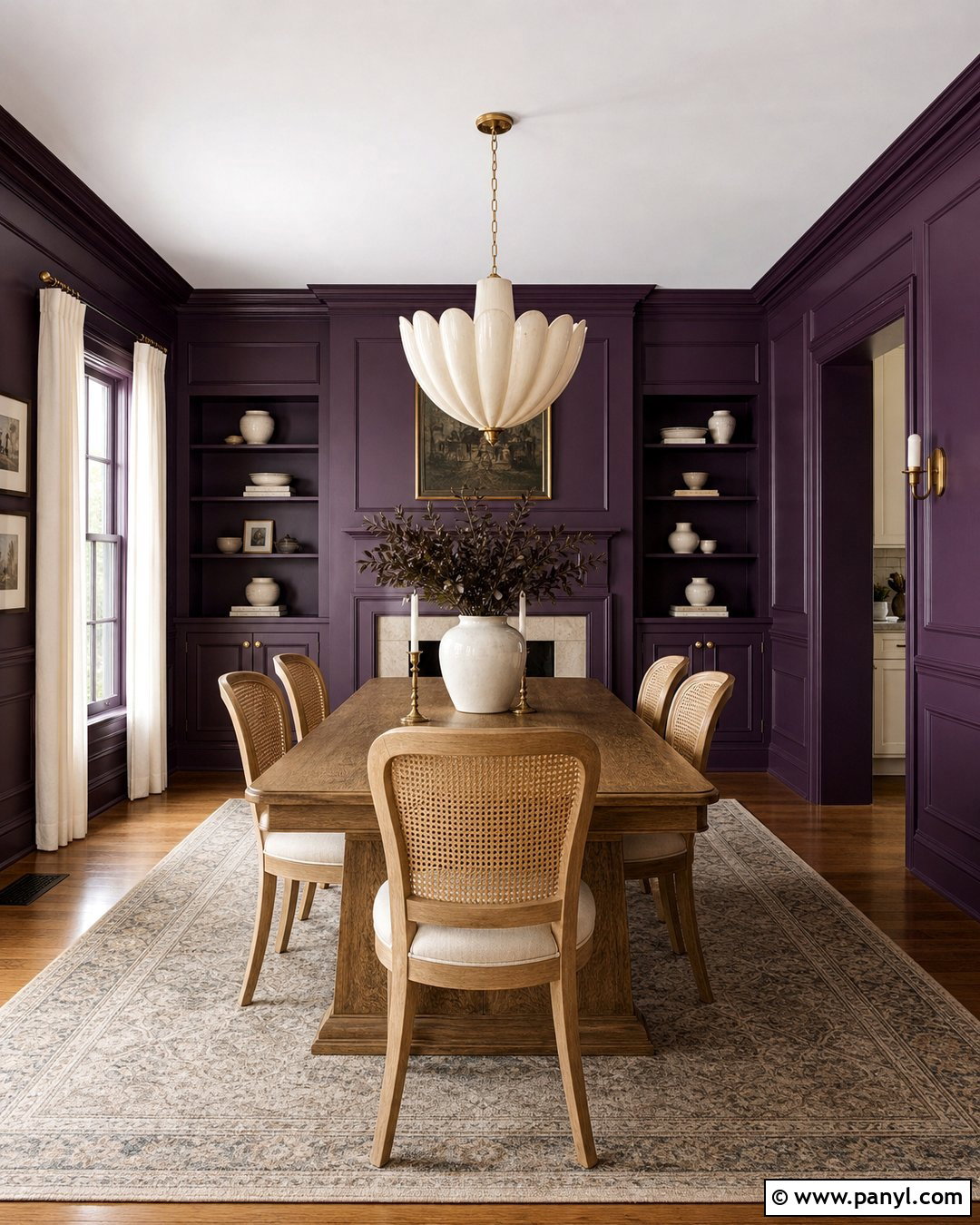 Dark Purple Paneled Dining Room - 35 Dark Purple Walls