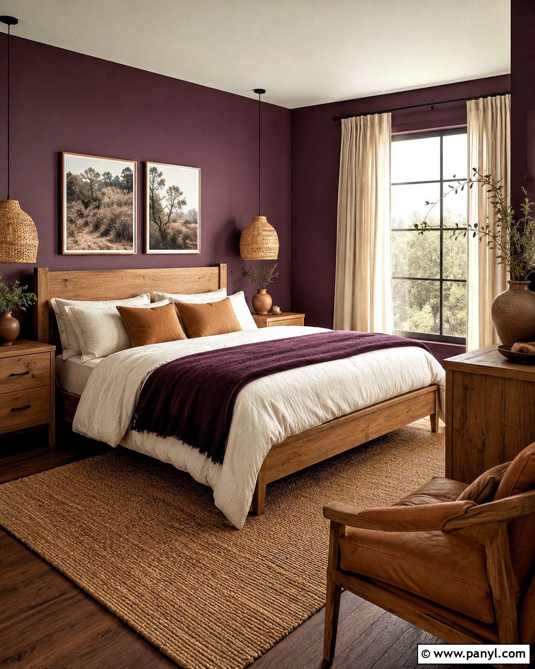Dark Purple Room With Natural Wood - 20 dark purple room aesthetic ideas