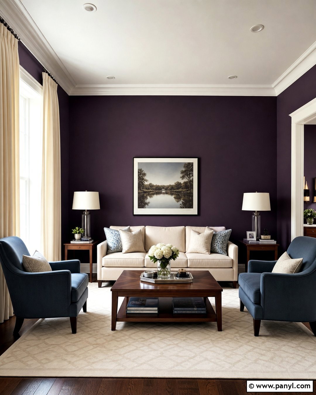 Dark Purple Walls With A Pale Ceiling - 35 Dark Purple Walls