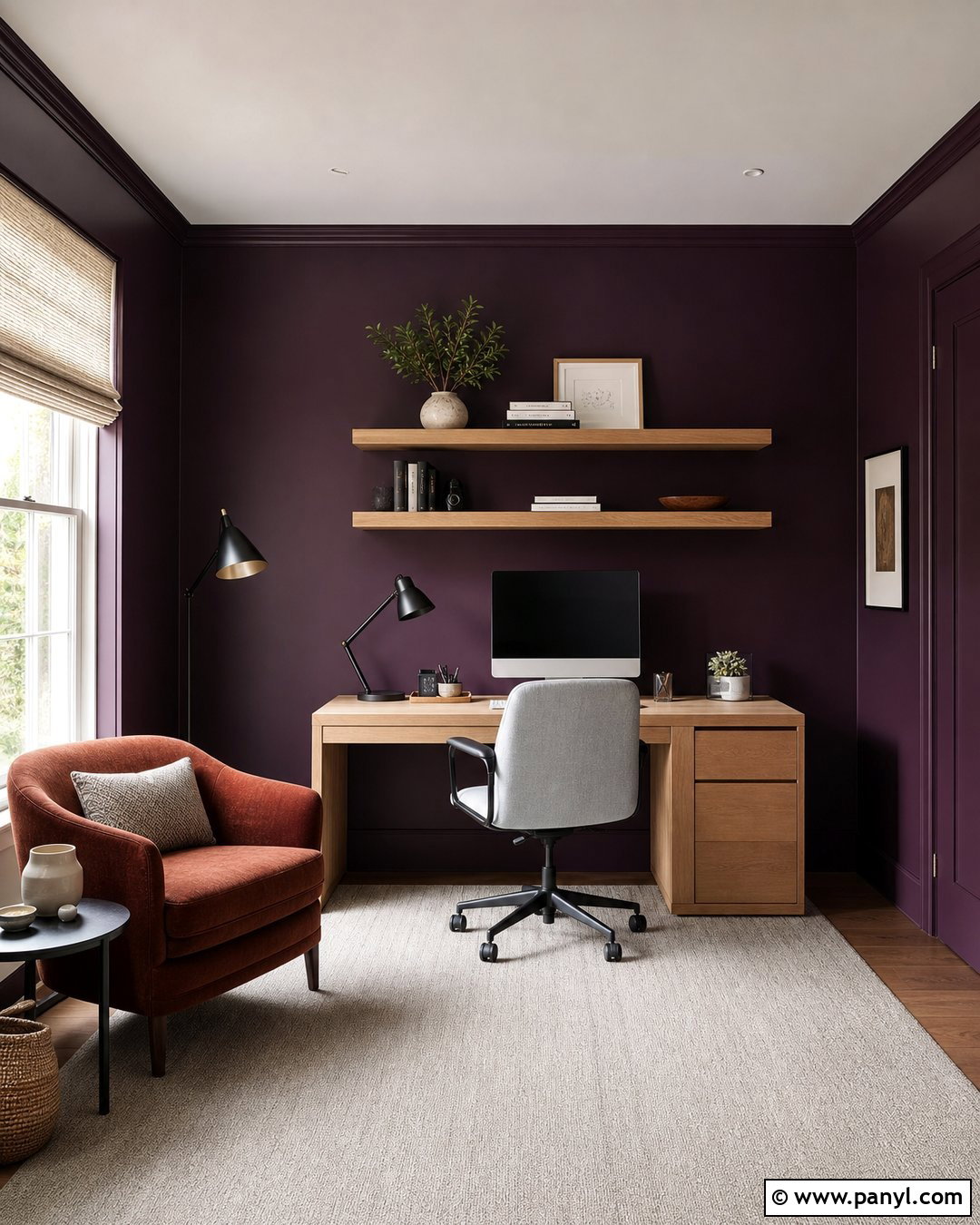Dark Purple Walls With Light Oak Furniture - 35 Dark Purple Walls