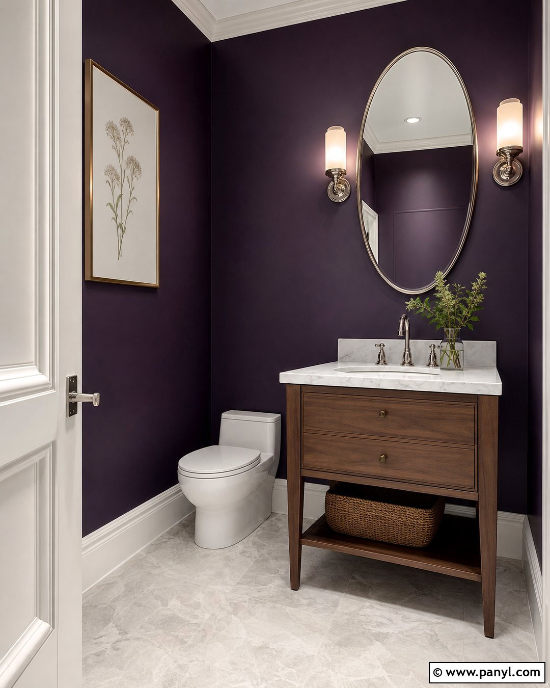 Dark Purple Walls With White Marble - 35 Dark Purple Walls