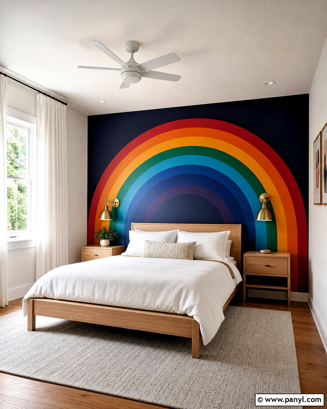 Dark Rainbow Accent Wall - 20 rainbow accent wall ideas