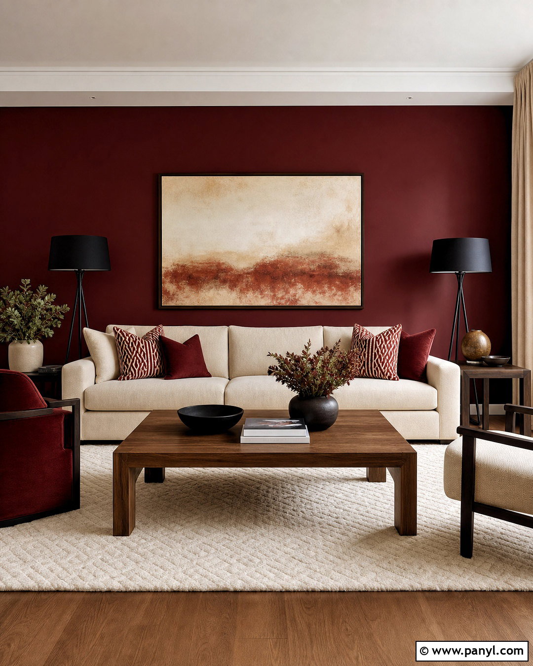 Dark Red Accent Wall Living Room - 20 dark red living room ideas